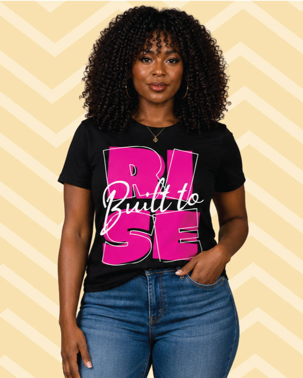 Built to Rise Block Letters T-Shirt (Pink)