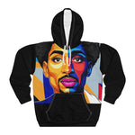 BW Black Man Portrait Pullover Hoodie, Colorful Afro Art Sweatshirt for Women
