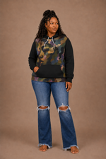 Camouflage Abstract Face Hoodie — All-Over Print Streetwear Pullover
